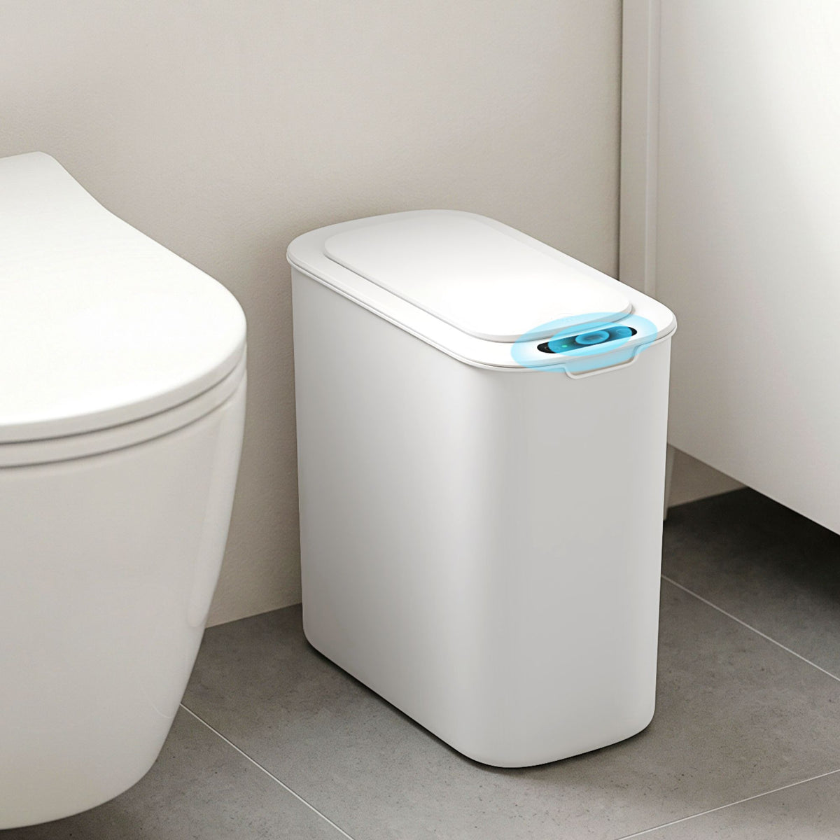 Devanti Automatic Trash Bin with Lid 11L Motion Sensor Kitchen Bin Touchless Garbage Can Modern White Plastic Slim Rubbish Bin with Liner Holder for Kitchen, Home, Office Hauptbild