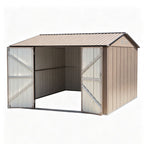 Giantz 3x3m Garden Shed Outdoor Storage Backyard Tool Shed Galvanized Steel Brown