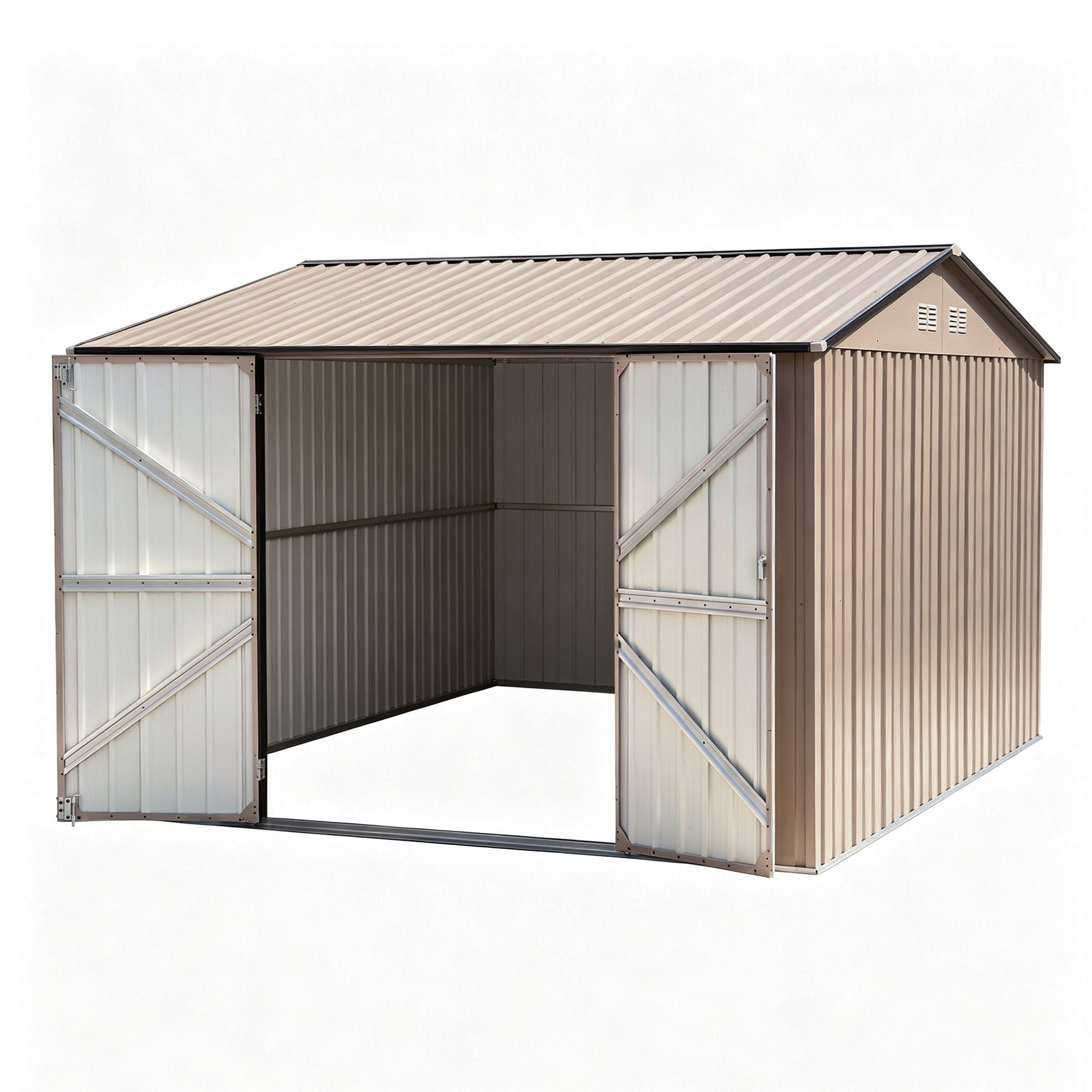 Giantz 3x3m Garden Shed Outdoor Storage Backyard Tool Shed Galvanized Steel Brown