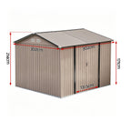 Giantz 3x3m Garden Shed Outdoor Storage Backyard Tool Shed Galvanized Steel Brown