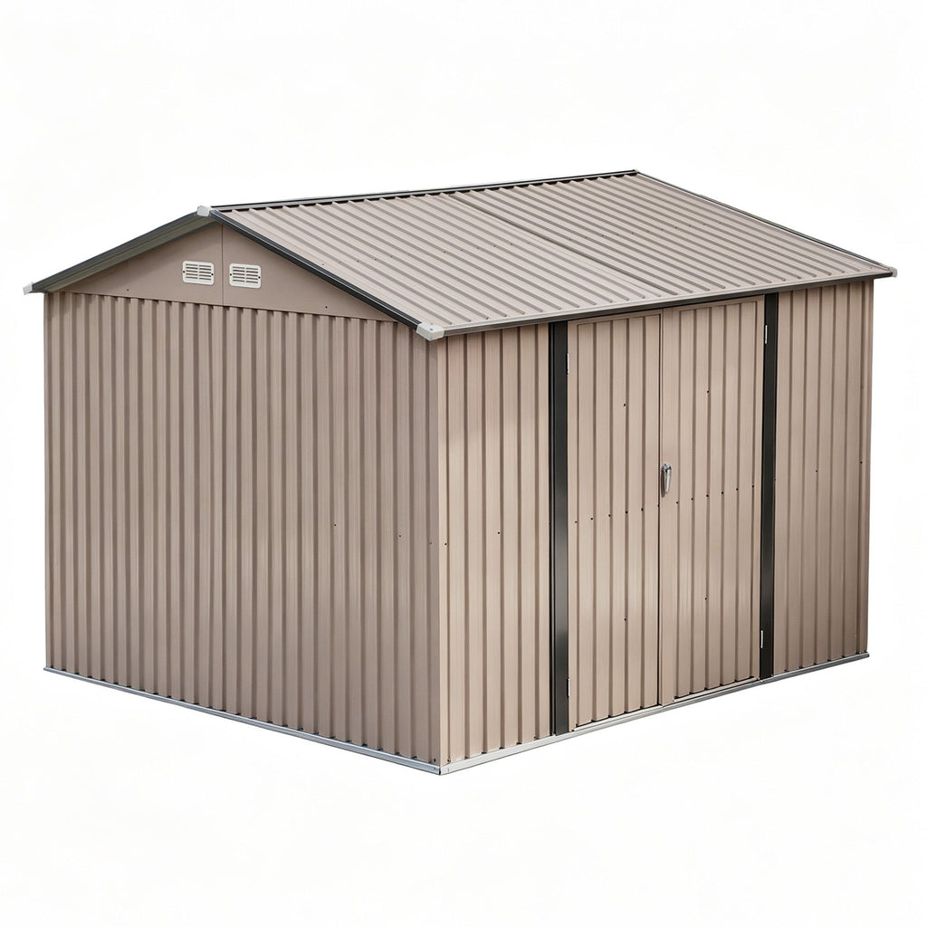 Giantz 3x3m Garden Shed Outdoor Storage Backyard Tool Shed Galvanized Steel Brown