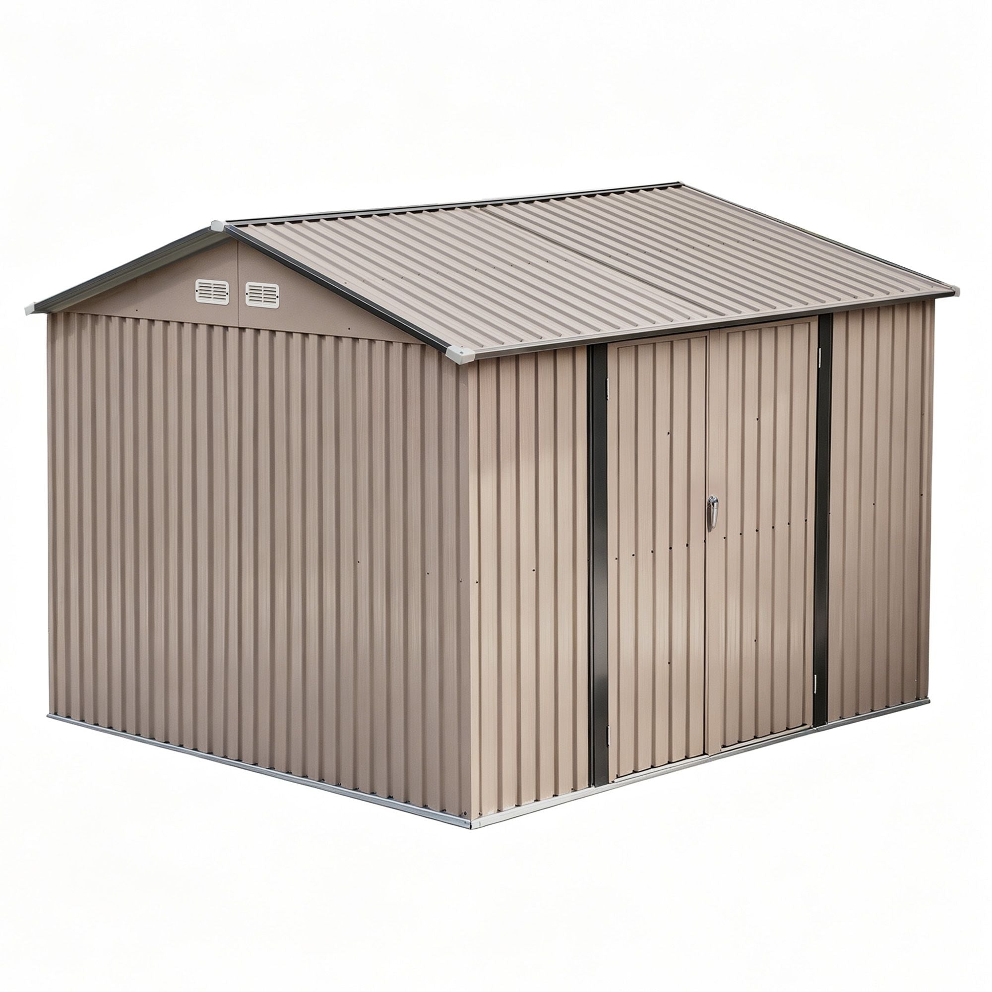 Giantz 3x3m Garden Shed Outdoor Storage Backyard Tool Shed Galvanized Steel Brown