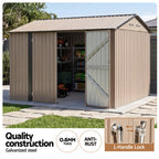 Giantz 3x3m Garden Shed Outdoor Storage Backyard Tool Shed Galvanized Steel Brown