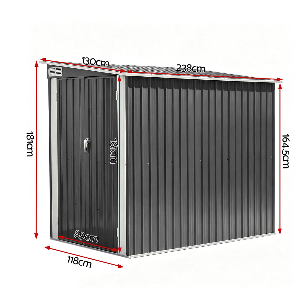 Giantz Garden Shed 1.2x2.4m Lean-To Bike Shelter Backyard Outdoor Storage