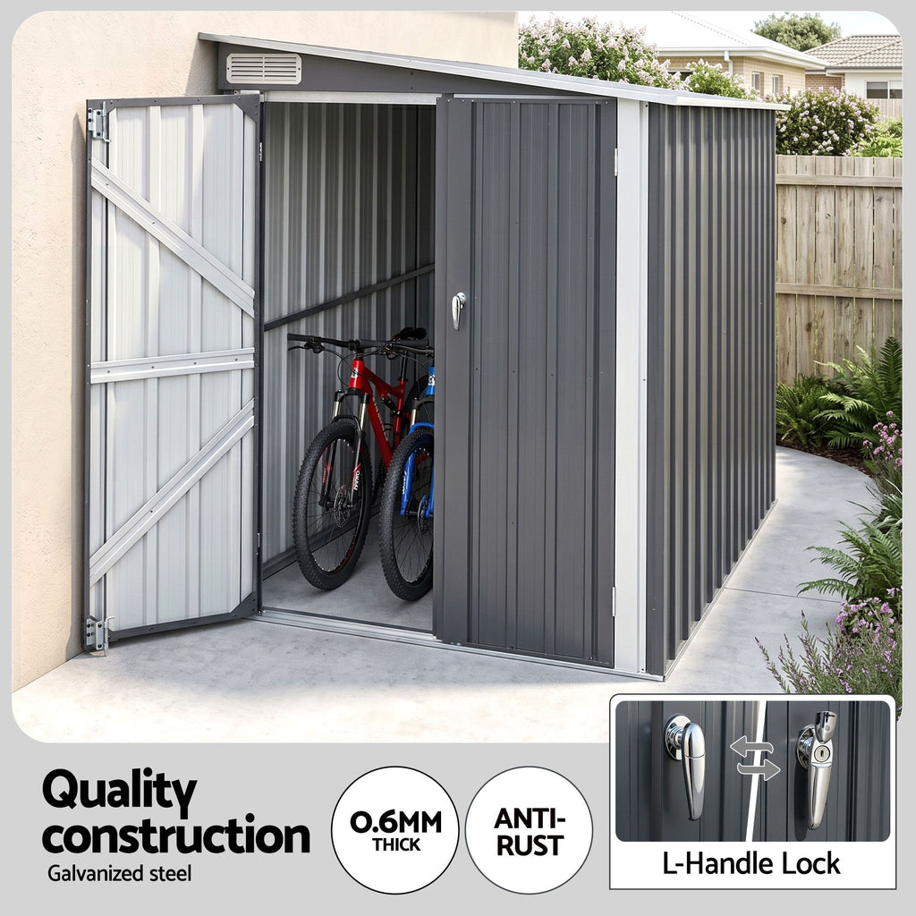 Giantz Garden Shed 1.2x2.4m Lean-To Bike Shelter Backyard Outdoor Storage
