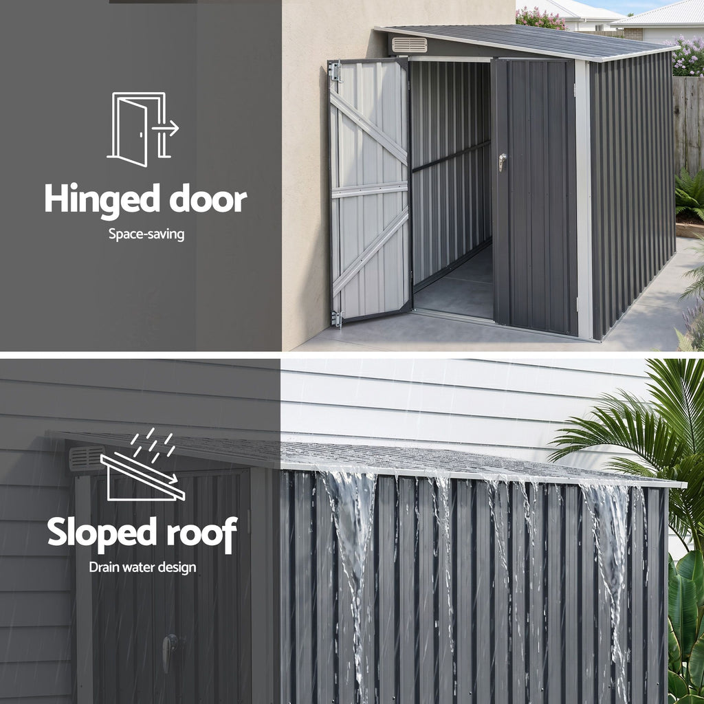 Giantz Garden Shed 1.2x2.4m Lean-To Bike Shelter Backyard Outdoor Storage