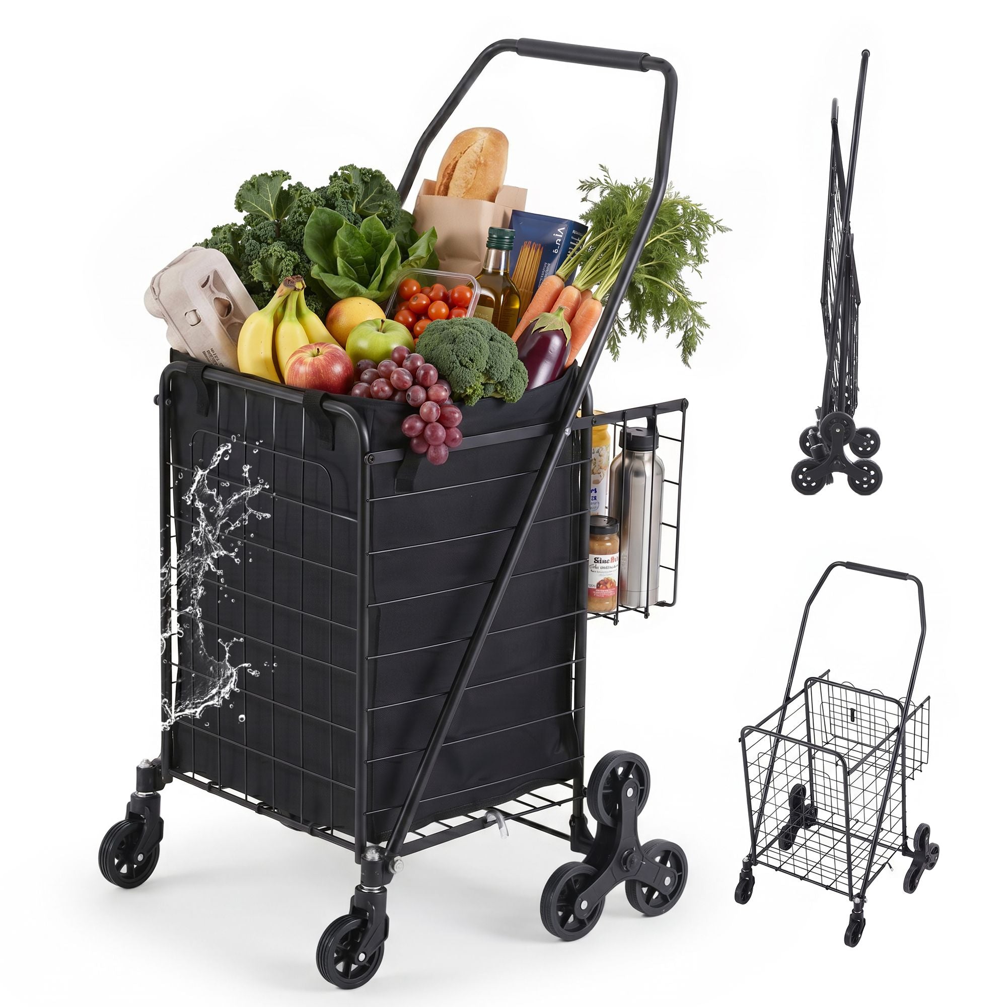 Emajin Shopping Trolley Cart Folding Aluminium Utility Cart Black Main image