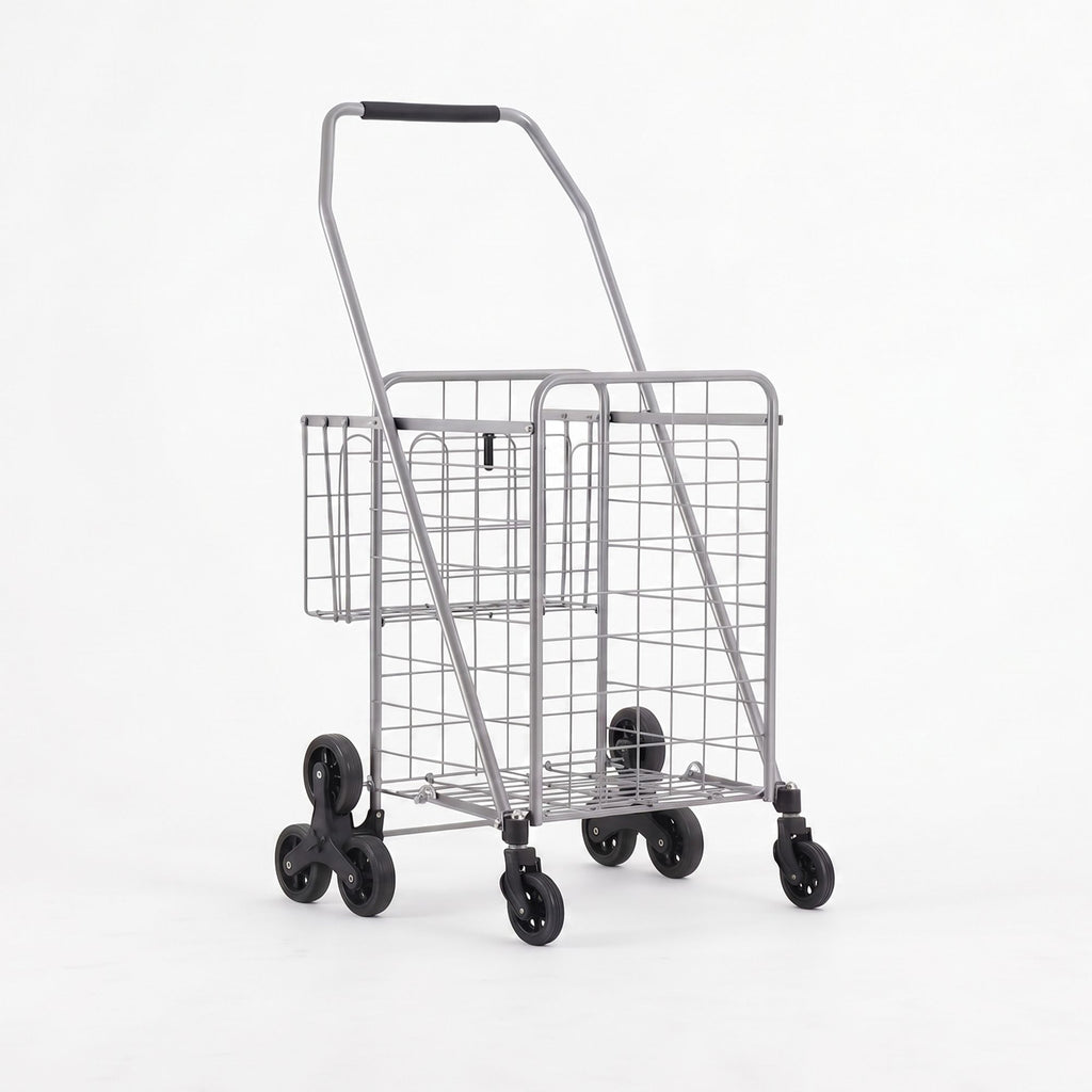Emajin Shopping Trolley Cart Folding Aluminium Utility Cart Silver