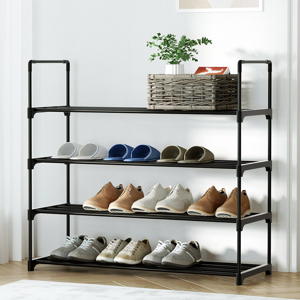 16-pair 4-tier Stackable Shoe Rack - Black Main image
