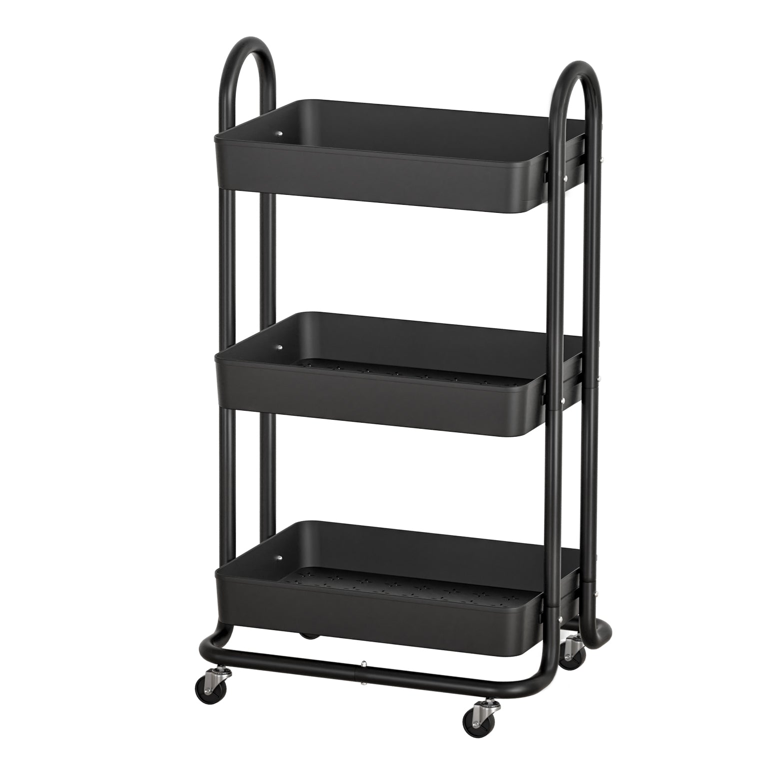 3-tier Kitchen Trolley Kitchen Organiser w/ Wheels - Black Main image