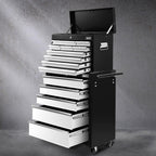 Giantz 15 Drawers Tool Chest Trolley Toolbox 2-in-1 Storage Black& Grey
