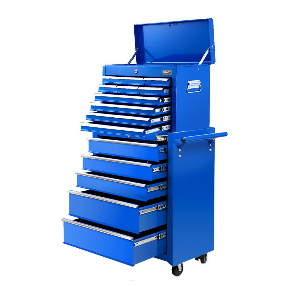 Giantz 15 Drawers Tool Chest Trolley Toolbox 2-in-1 Storage Blue Main image