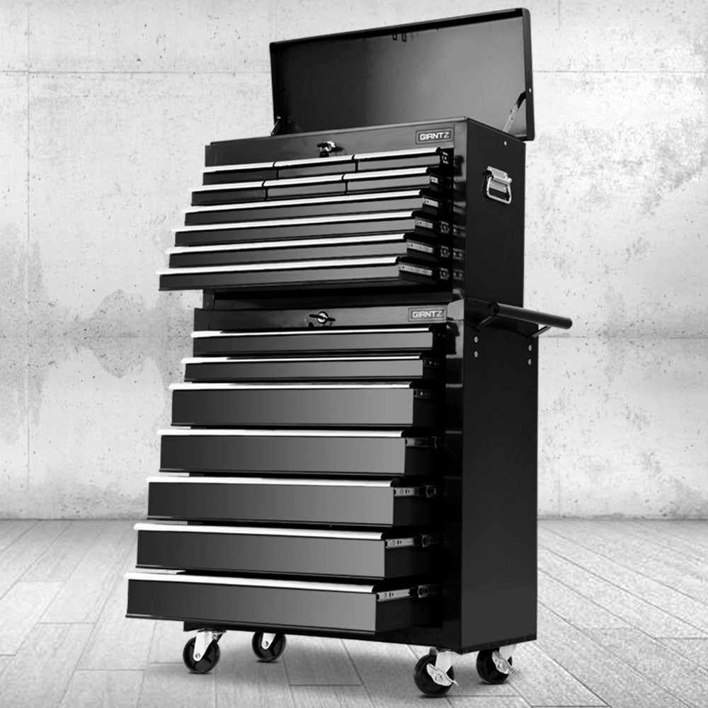 Giantz 17 Drawer Tool Box Cabinet Chest Trolley Toolbox Garage Storage Box Black Main image