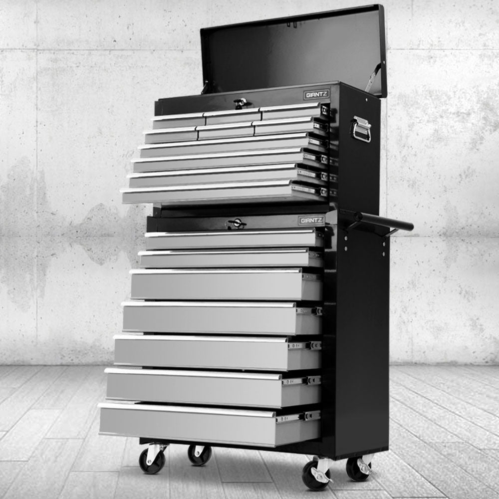 Giantz 17 Drawer Tool Box Cabinet Chest Trolley Toolbox Garage Storage Box Grey Main image