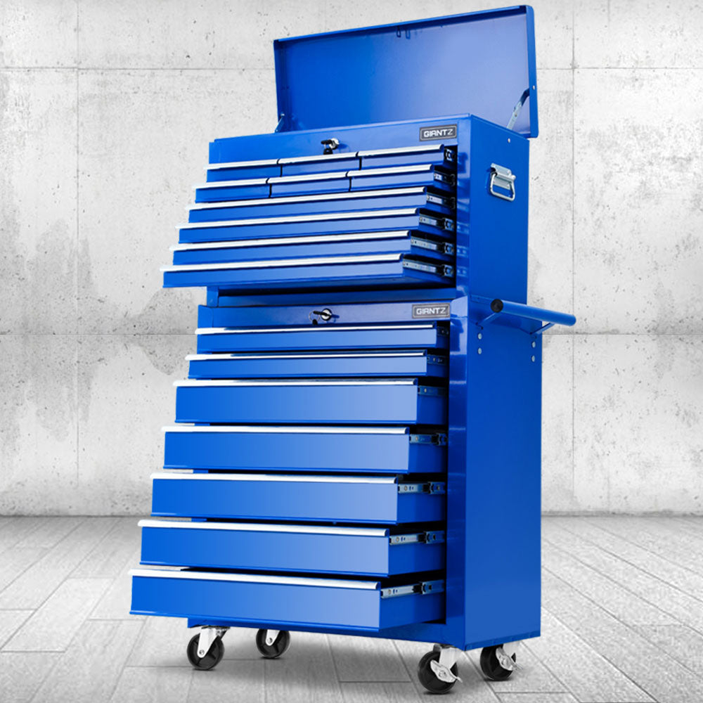 Giantz 17 Drawer Tool Box Cabinet Chest Trolley Toolbox Garage Storage Box Blue Main image