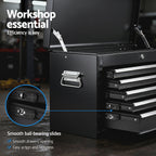 GIANTZ 5 Drawer Tool Chest Box Cabinet Lockable Garage Storage Organiser Black