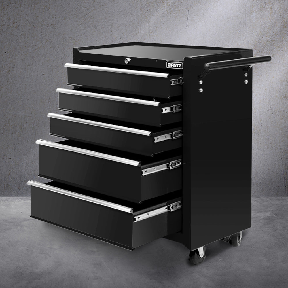 Giantz 5 Drawer Tool Box Cabinet Chest Trolley Box Garage Storage Toolbox Black Main image