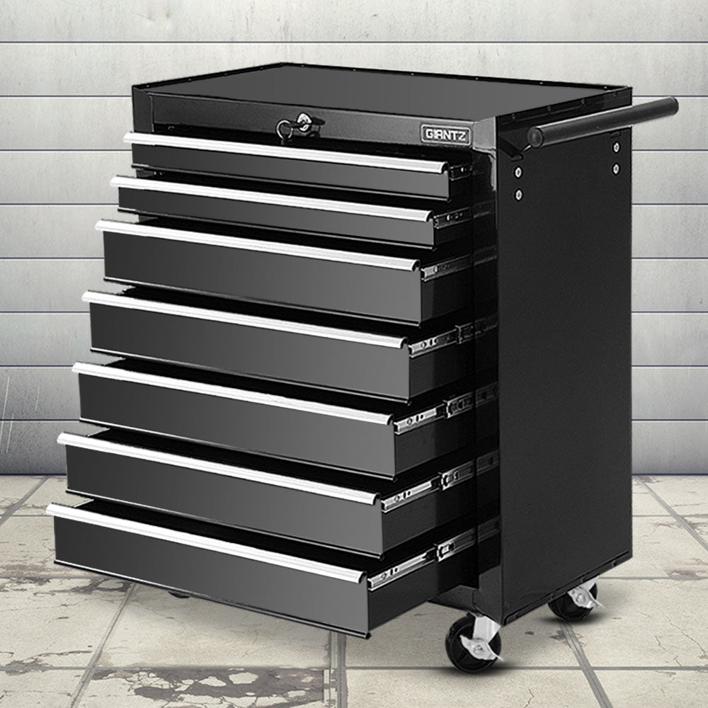 Giantz 7 Drawer Tool Box Cabinet Chest Trolley Storage Garage Toolbox Black Main image