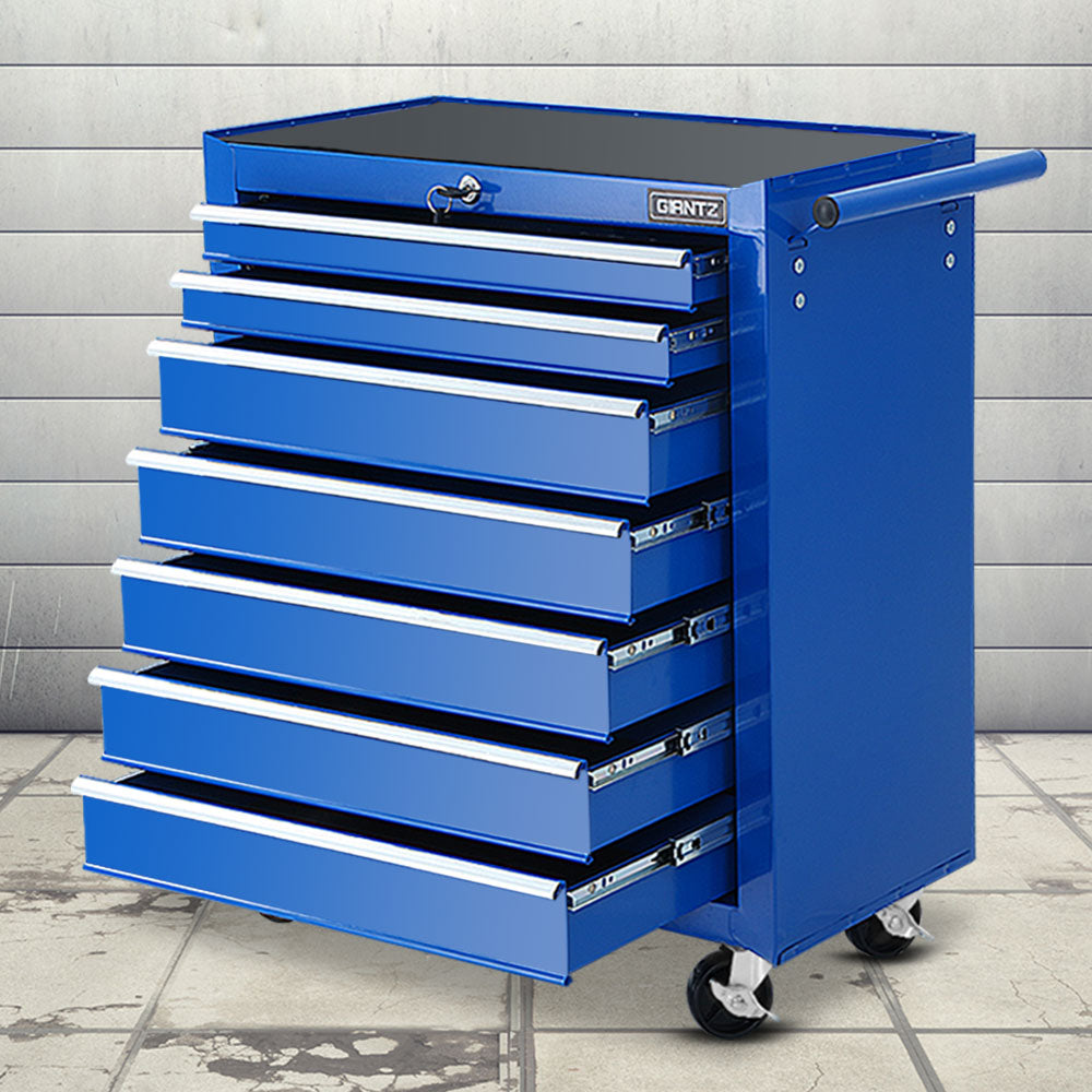Giantz 7 Drawer Tool Box Cabinet Chest Trolley Storage Garage Toolbox Blue Main image