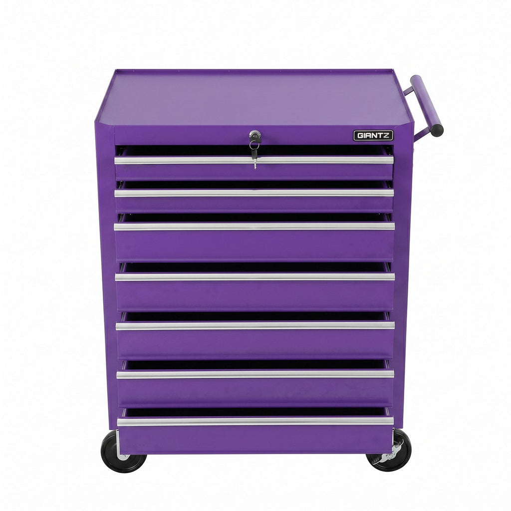 Giantz 7-Drawer Tool Chest Trolley Cabinet Toolbox Heavy Duty Garage Storage Organiser Purple