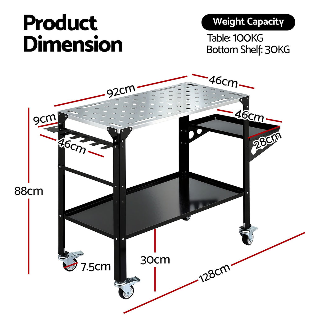 Giantz Welding Table Cart with Tool Storage 130KG Capacity Mobile Workstation