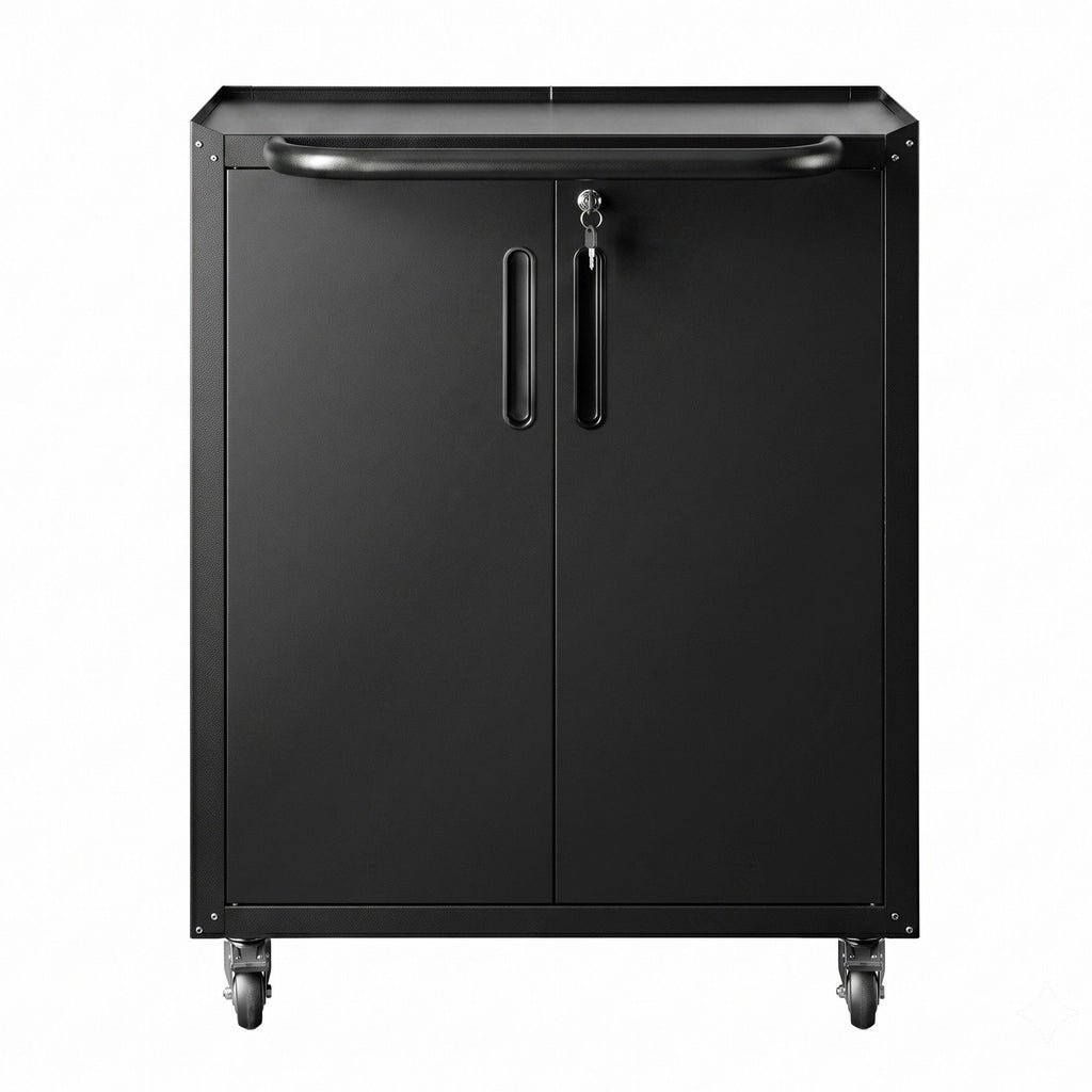 Giantz Rolling Tool Cabinet Heavy-Duty Storage Cabinet Adjustable Shelf Black