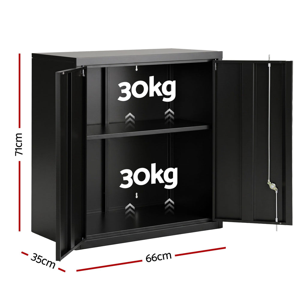 Giantz Steel Tool Cabinet Wall Mount Adjustable Shelf Garage Storage Lockable Black