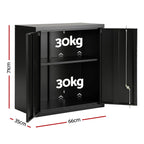 Giantz Steel Tool Cabinet Wall Mount Adjustable Shelf Garage Storage Lockable Black