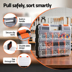 Giantz Double Sided Tool Box Organizer with 34 Compartment Small Parts Storage