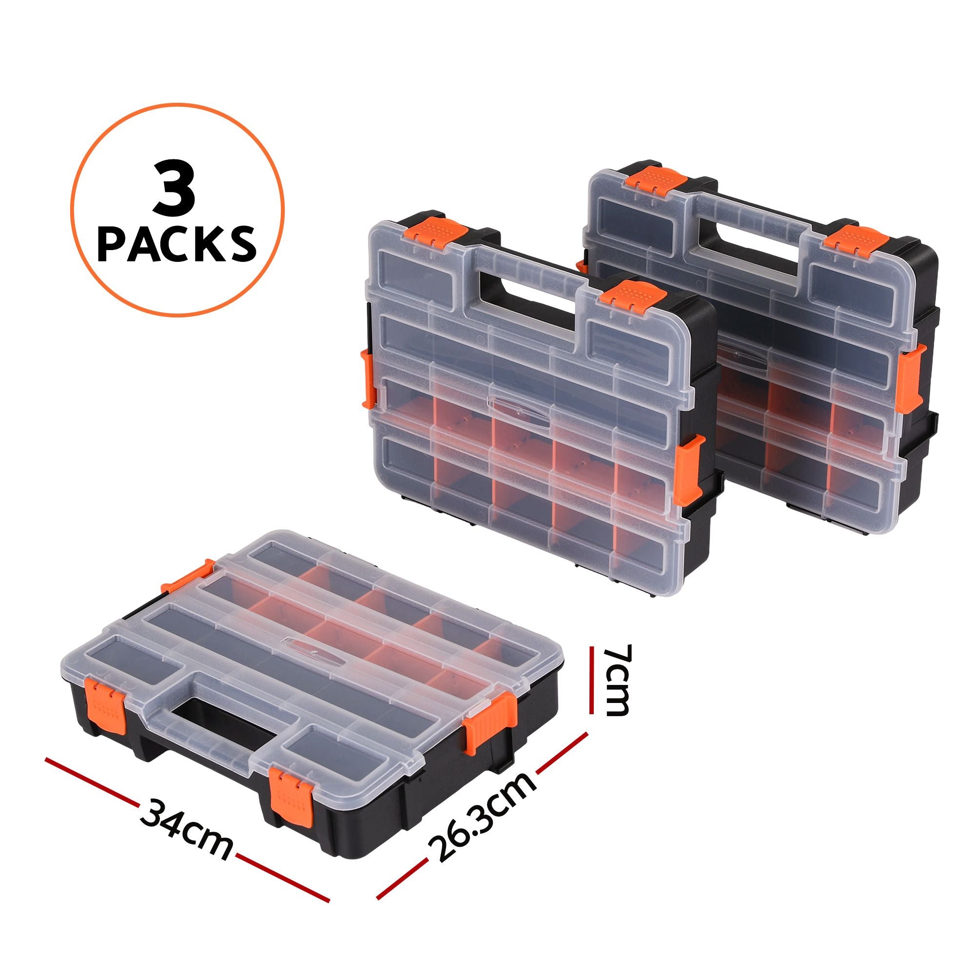 Giantz 3 Pack Tool Box Organizer with Hardware Storage Box for Small Parts