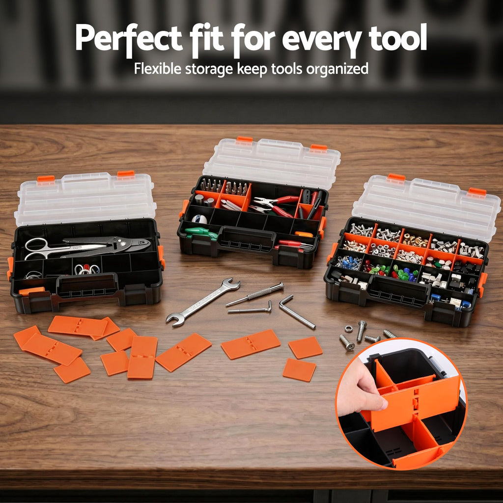 Giantz 3 Pack Tool Box Organizer with Hardware Storage Box for Small Parts