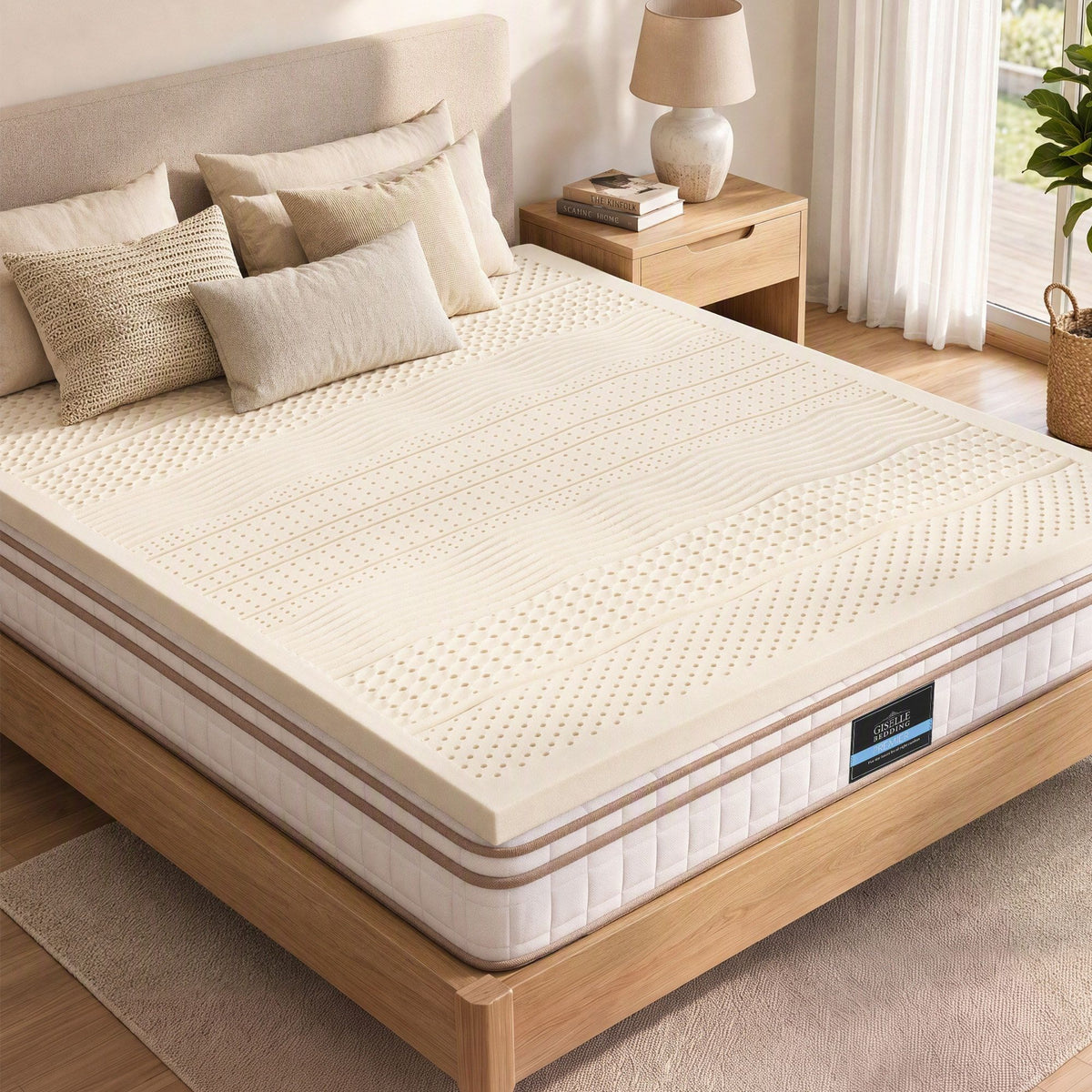 Giselle Bedding Queen Latex Mattress Topper 7-Zone Natural Latex Core Breathable 5cm Hauptbild