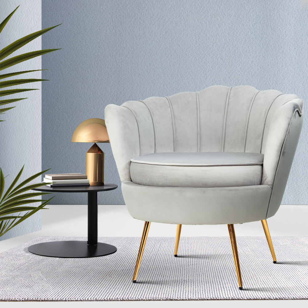 Artiss Armchair Velvet Grey Callista Main image