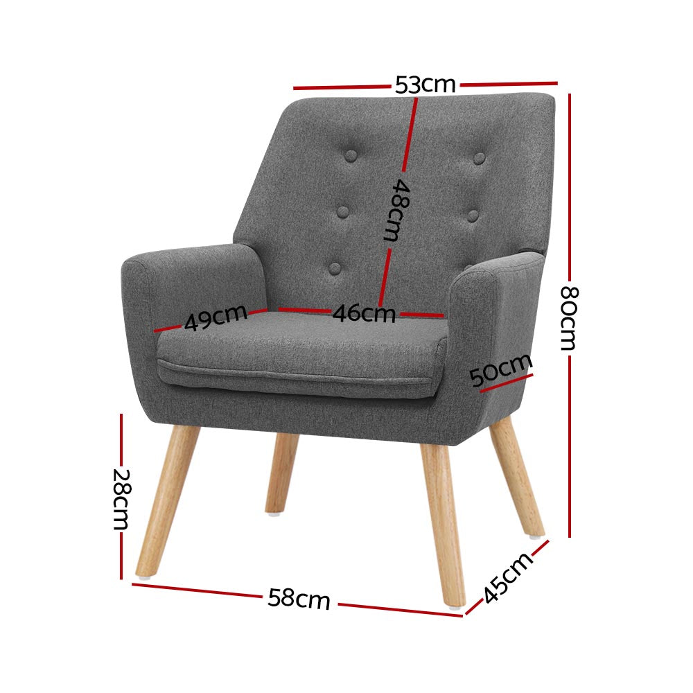 Linen Fabric Armchair - Charcoal Grey Secondary image