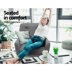 Artiss Armchair Linen Fabric Grey Charcoal