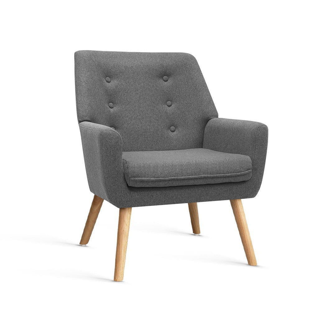 Linen Fabric Armchair - Charcoal Grey Main image
