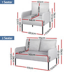 Artiss Armchair 4 Seater Sofa Set Pillow Gery Kane
