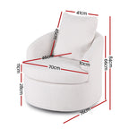 Artiss Round Swivel Armchair Extra Pillow White
