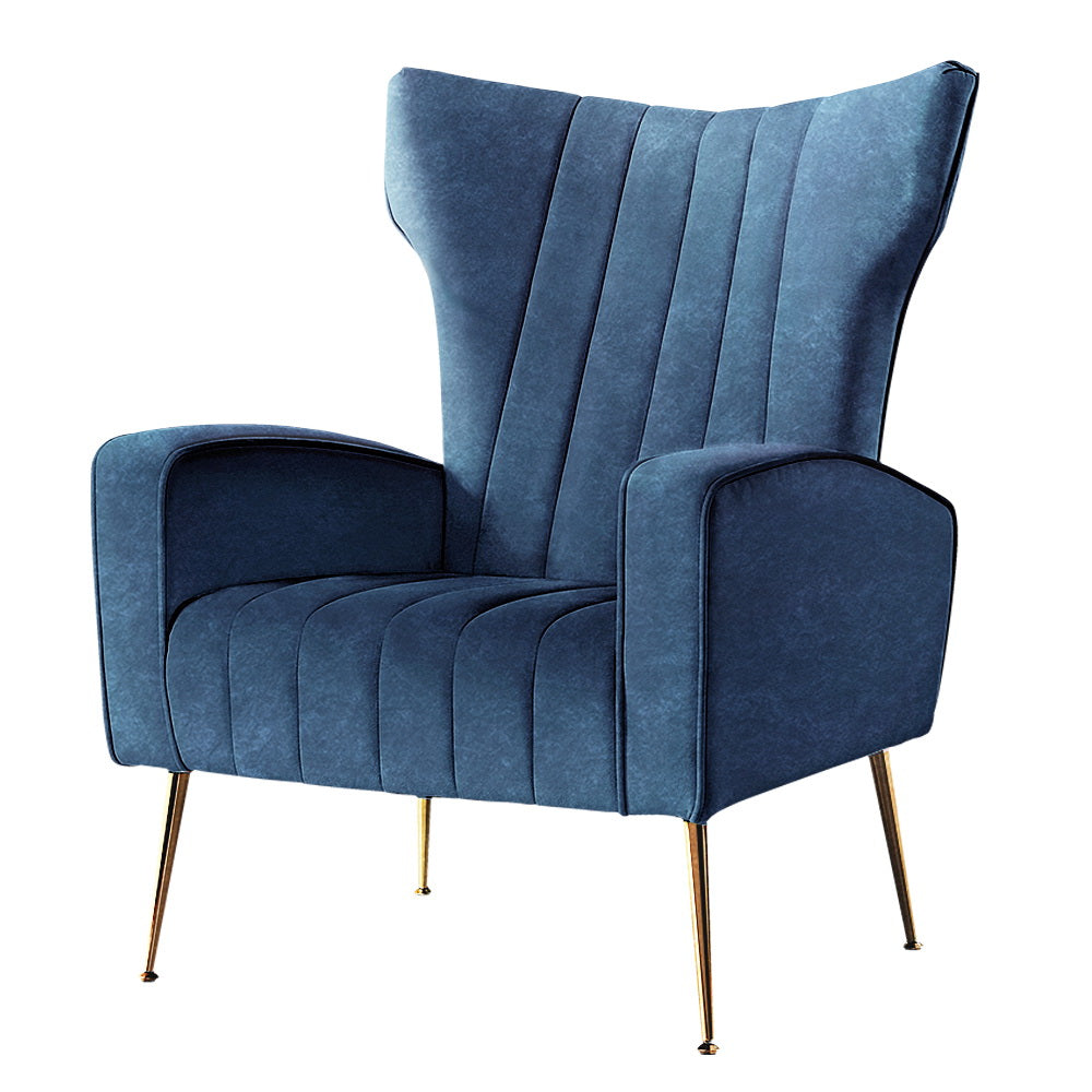 Artiss Armchair Navy Velvet Kate Main image