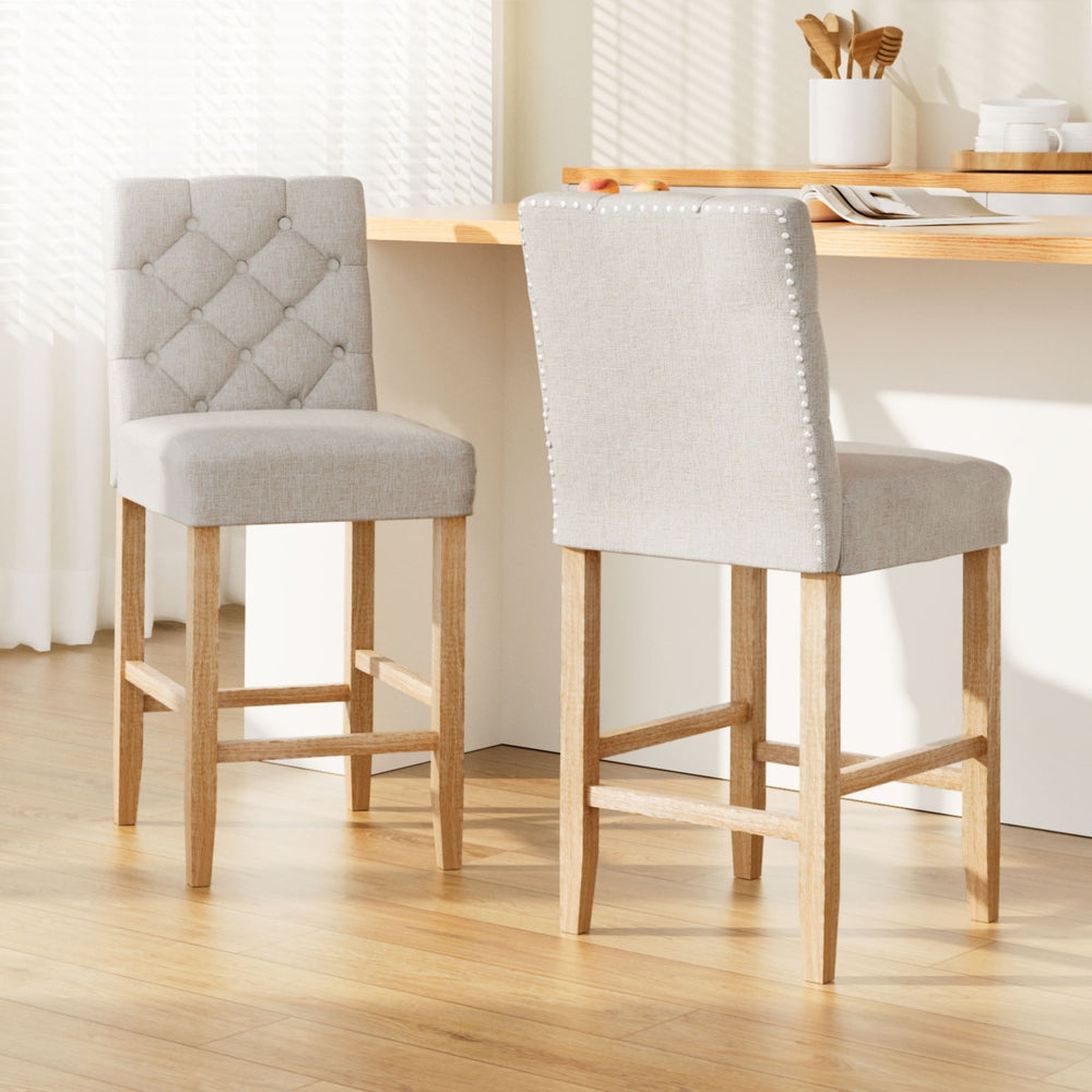 Upholstered Linen Bar Stools (set of 2) Main image