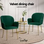 Artiss Dining Chairs Set of 4 Velvet Armchair Green