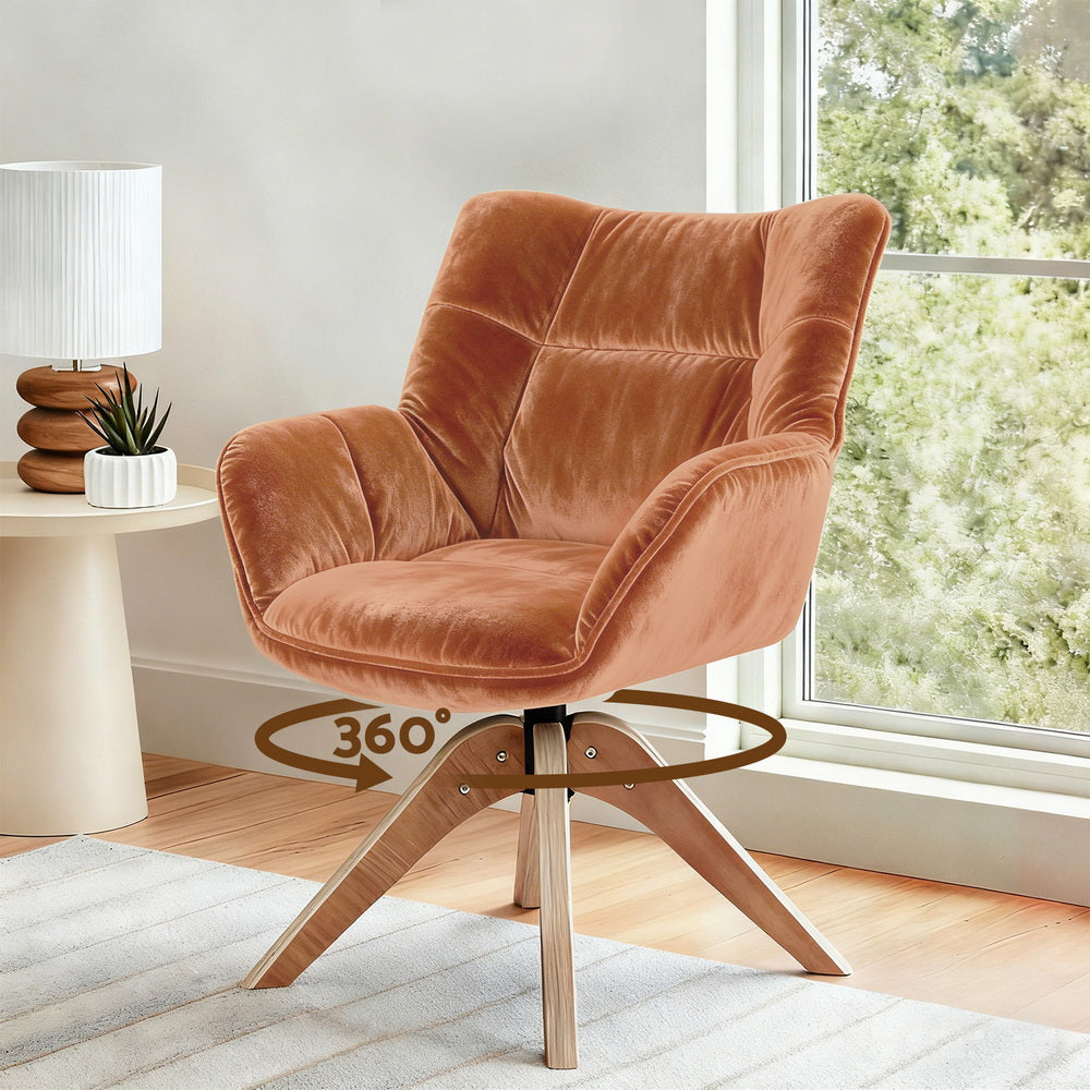 Artiss Swivel Chair Armchair Nursing Velvet Brown Main image