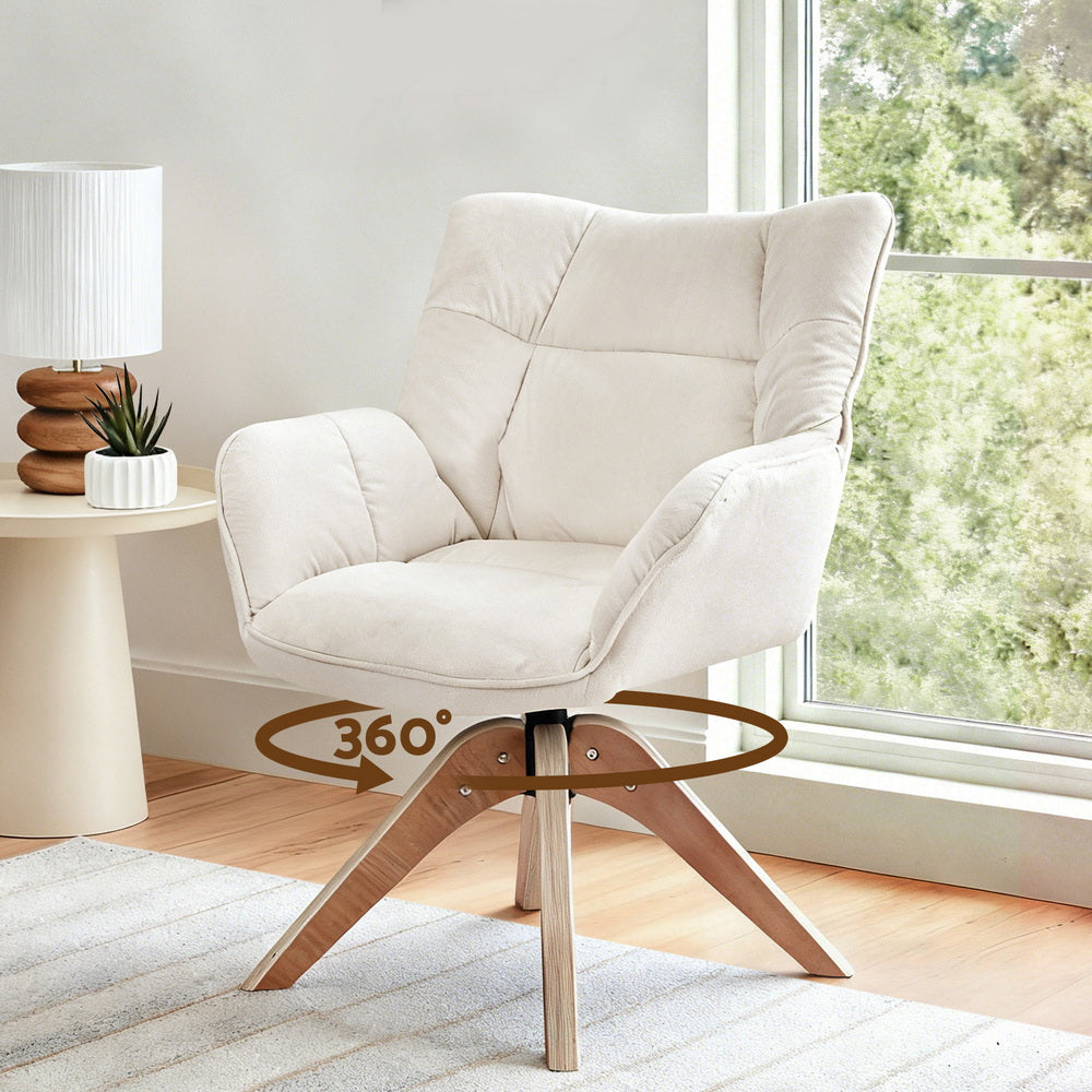 Artiss Swivel Chair Armchair Nursing Velvet White Main image