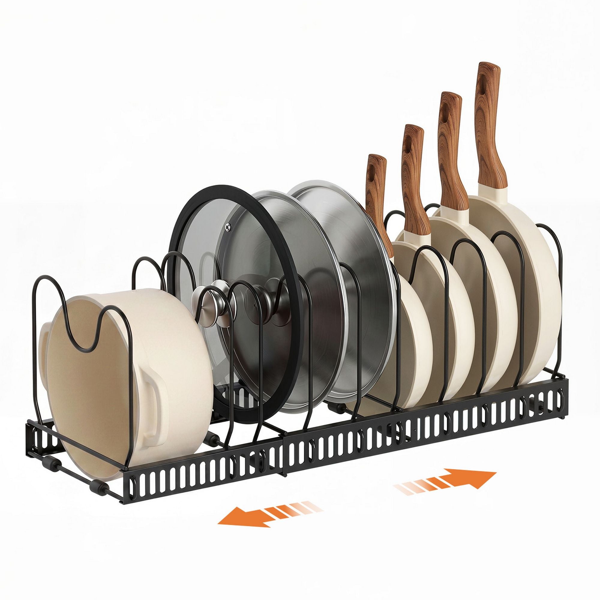 Expandable Pots and Pans Organizer Rack Cookware Holder Kitchen Cabinet Rack Hauptbild