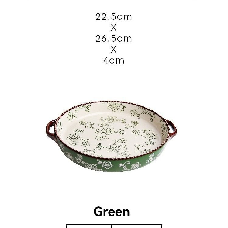 ceramic serving plate, double handled baking dish, pizza pan, cherry blossom pattern, underglaze color, home kitchenware, oven safe dish, baking tray, serving platter, Australian kitchen - Red - Size SET