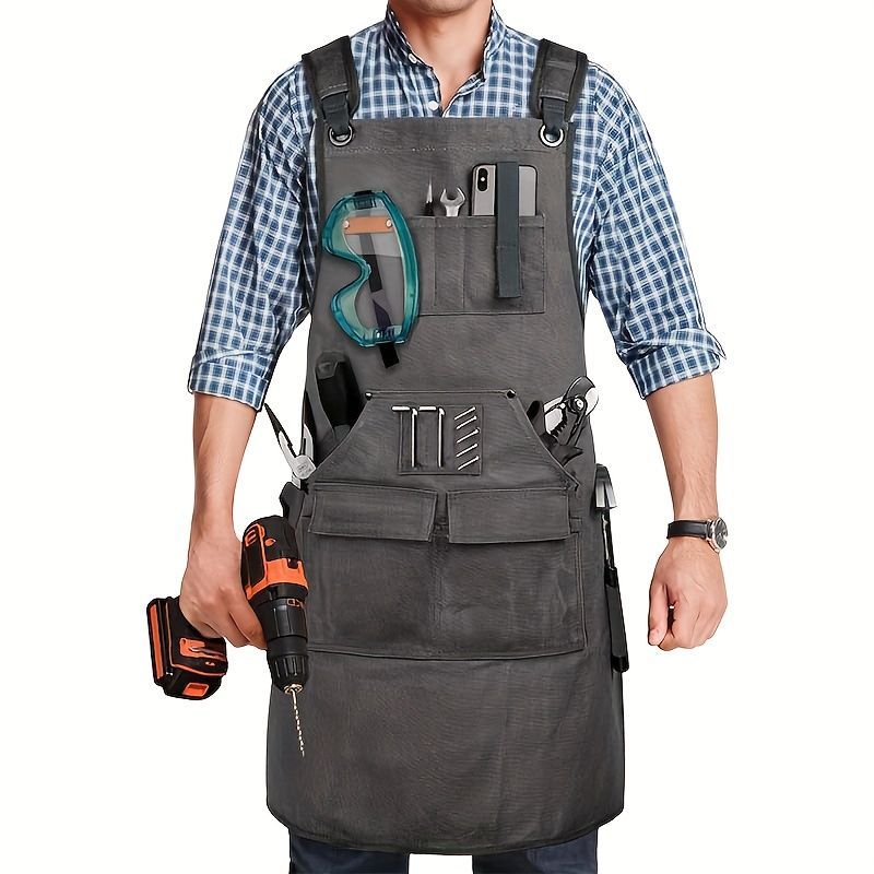 Waterproof Apron Utility Apron Work Apron Industrial Apron Tool Storage Apron - Gray - Size regular Main image