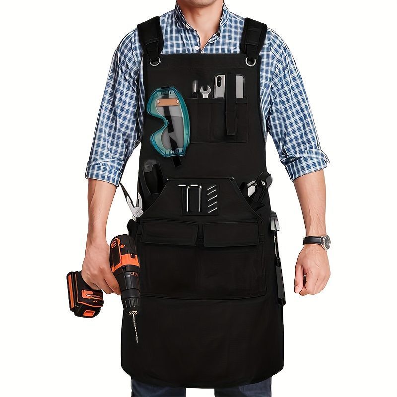 Waterproof Apron Utility Apron Work Apron Industrial Apron Tool Storage Apron - Black - Size regular Main image