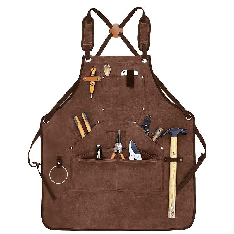 Waterproof Apron Utility Apron Work Apron Industrial Apron Tool Storage Apron - Black - Size regular