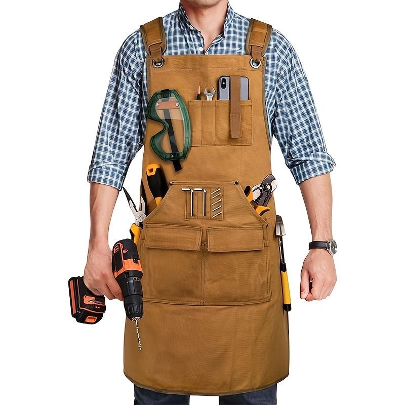 Waterproof Apron Utility Apron Work Apron Industrial Apron Tool Storage Apron - Camel - Size regular Main image