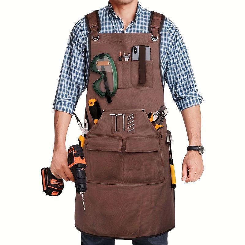 Waterproof Apron Utility Apron Work Apron Industrial Apron Tool Storage Apron - Camel - Size regular